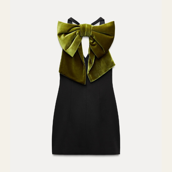 PARIS VELVET BOW DRESS