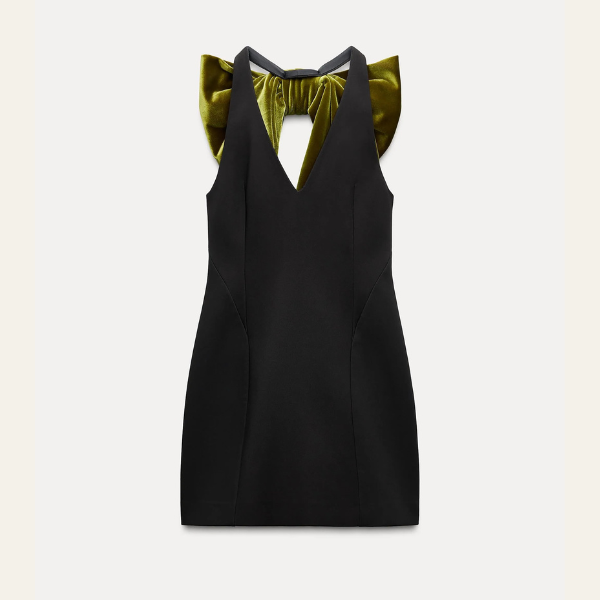 PARIS VELVET BOW DRESS